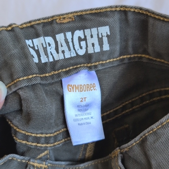 gymboree 100% cotton khaki green straight leg denim jeans 2T toddler boys - Picture 6 of 8